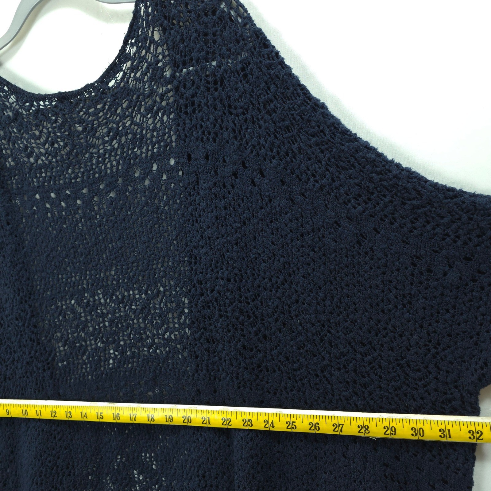Aeropostale Cardigan Open Knit Crochet Women XL Blue Boho Shrug Layering