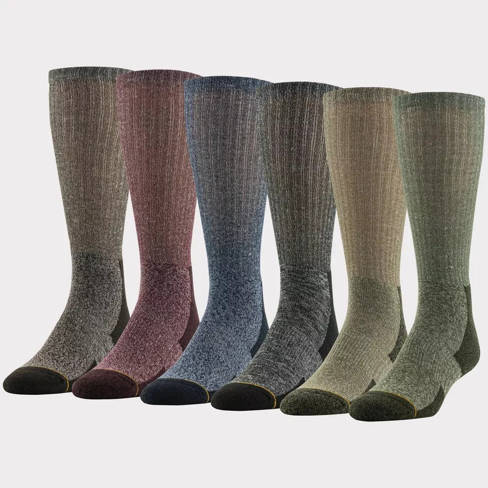6 Pair Mens GOLDTOE Crew Socks Sz 6-12.5 L Signature Collection Wonderful