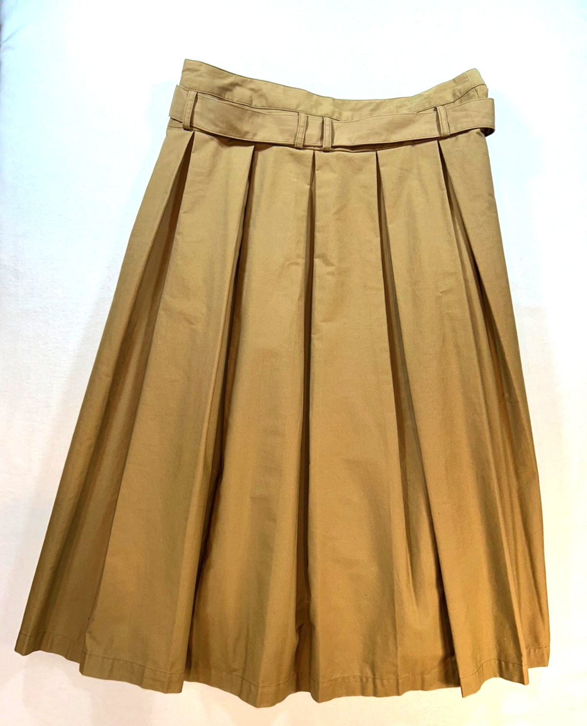 Future Collective by Reese Blustein Camel Belted Pleated Midi Skirt Size 10