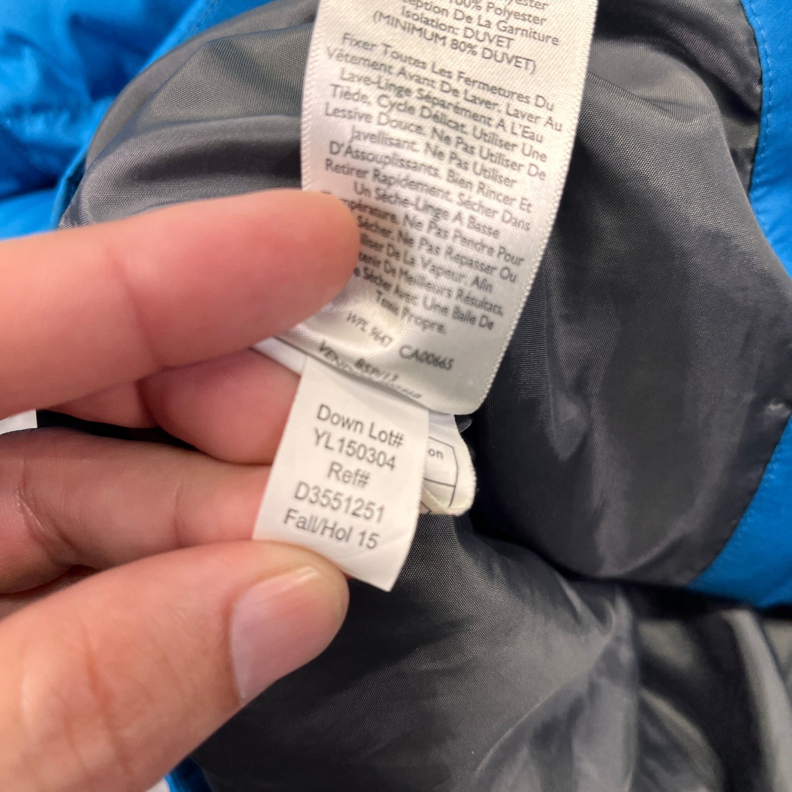Eddie Bauer Puffer Jacket Mens Medium Blue Black EB650 Down Fill Winter Coat