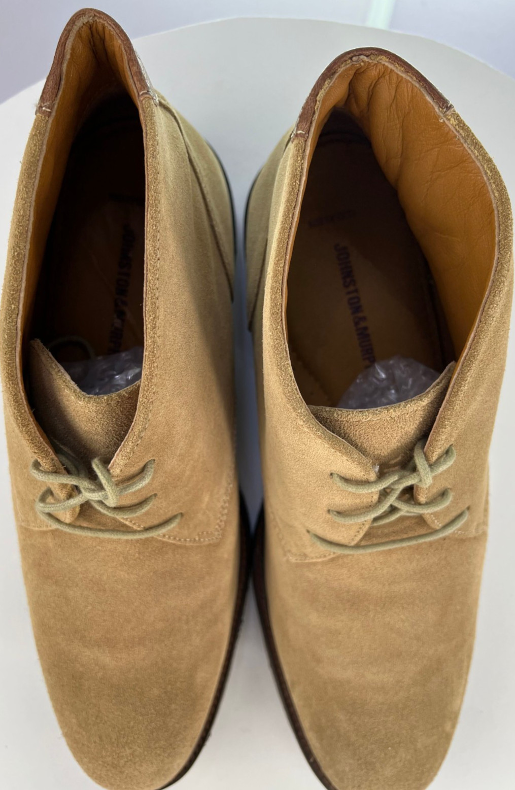 Johnston & Murphy Men’s Chukka Boots Size 11.5 M Suede Tan Sheepskin Lined
