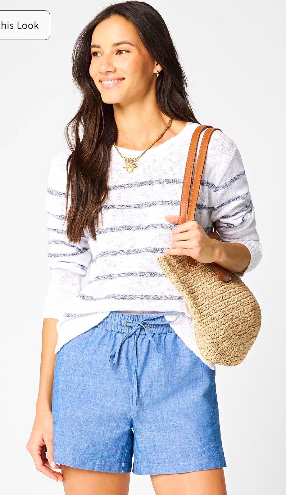 J.Crew Factory Women’s Blue Chambray Drawstring Elastic Waist Shorts M 29″