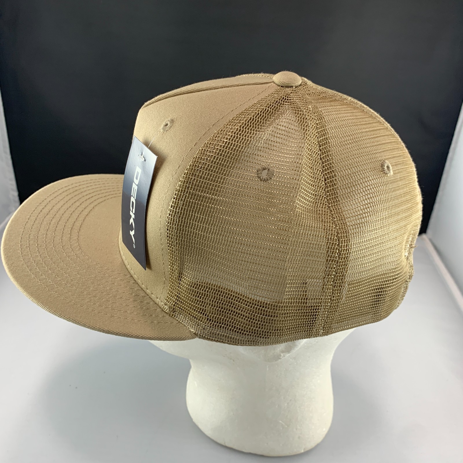5 Panel Flat Bill Trucker Cap – Khaki (Decky 1040-KHA, New with Tags)