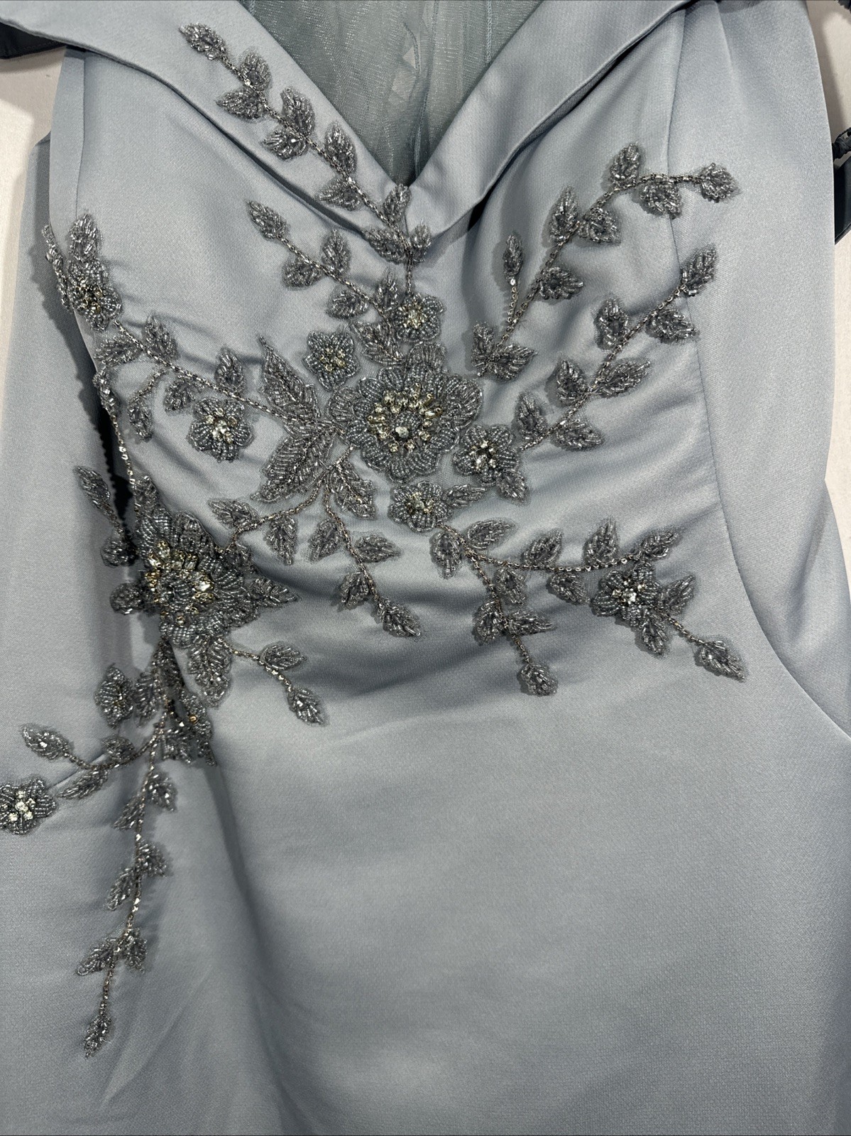 NWT $570 Marsoni [PLUS 24 ] 1142 Off Shoulder Mermaid Gown in Wedgewood J2355