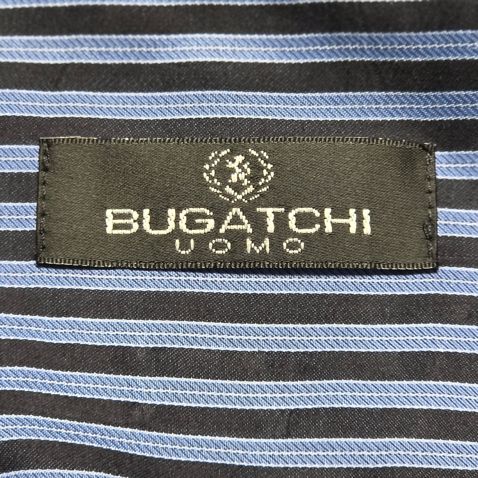 Button Down Shirt Bugatchi L Mens Blue Black Excellent Striped Long Sleeve