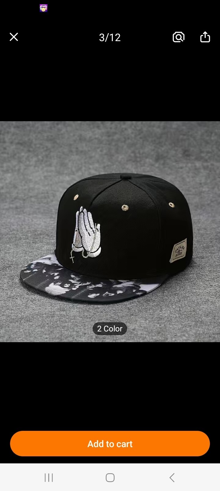 1pc Fashion Print Hip Hop Hat, Flat Brim Hat, Outdoor Casual Unisex…