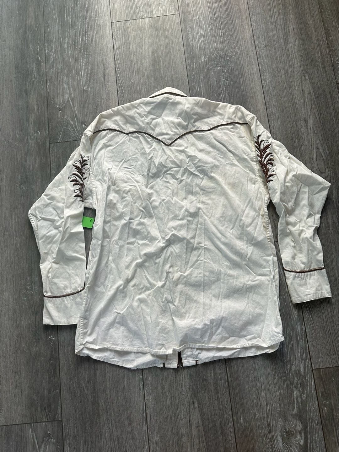 Panhandle Slim Men’s Western Shirt Long Sleeve Ivory with Brown Floral Embroider