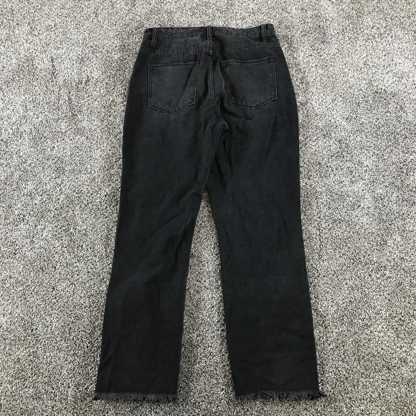 Flying Monkey Jeans Womens 27 Charcoal Wash High Rise Distressed Crop Raw Hem