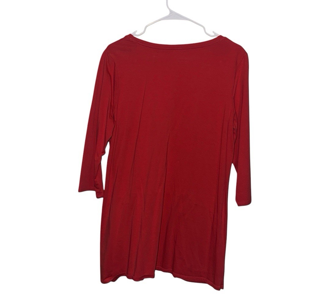 Pure J. Jill Coral Scoop Neck Pullover Tunic Top 3/4 Sleeve Pockets M