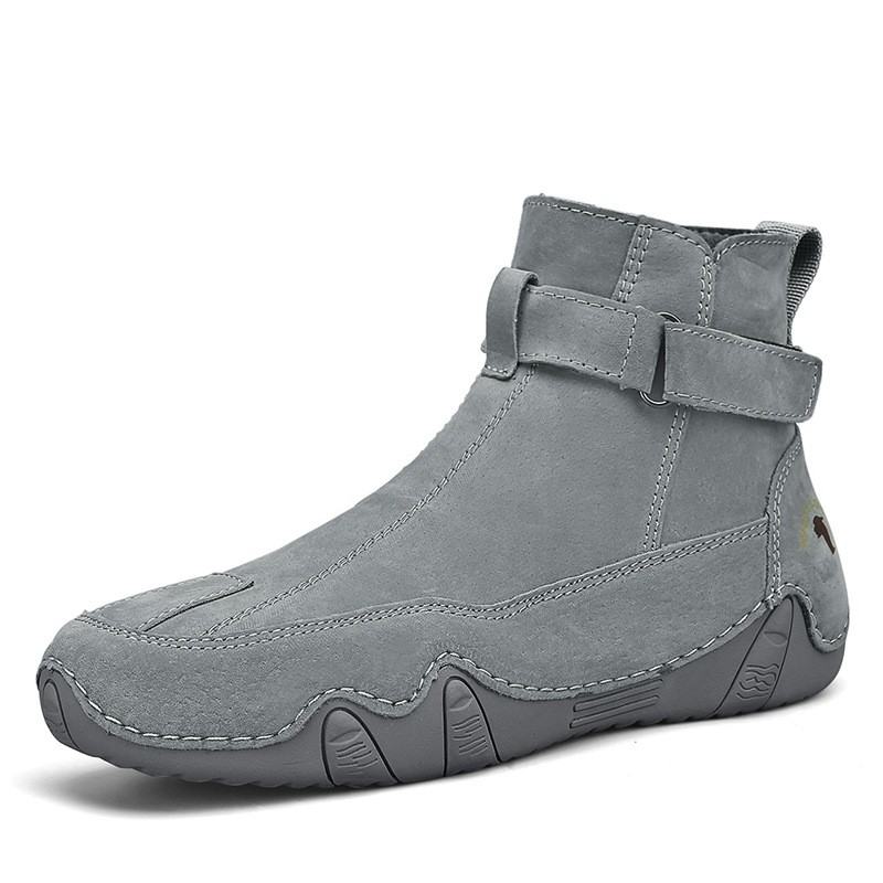 Men’s Suede Ankle Boots Side Zipper Buckle Casual Outdoor High Top casual Boots