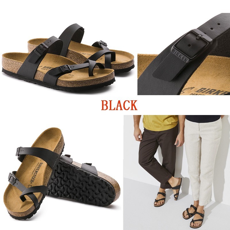 Birkenstock Mayari Birkibuc Soft Footbed Stone Mocha Black Leather Sandal US6-12