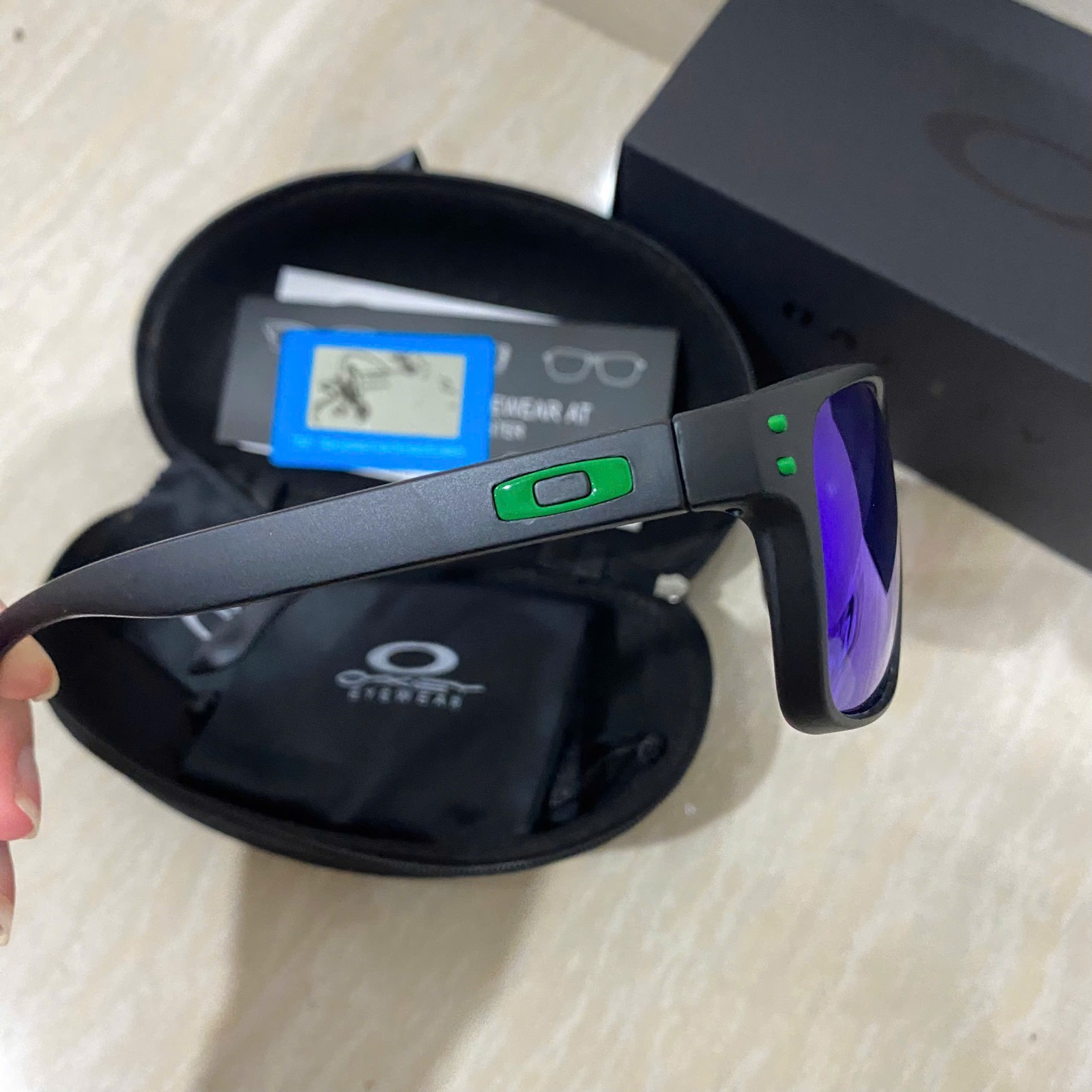Oakley Style Holbrook Matte Black Green Mirror Polarized Sunglasses UV400