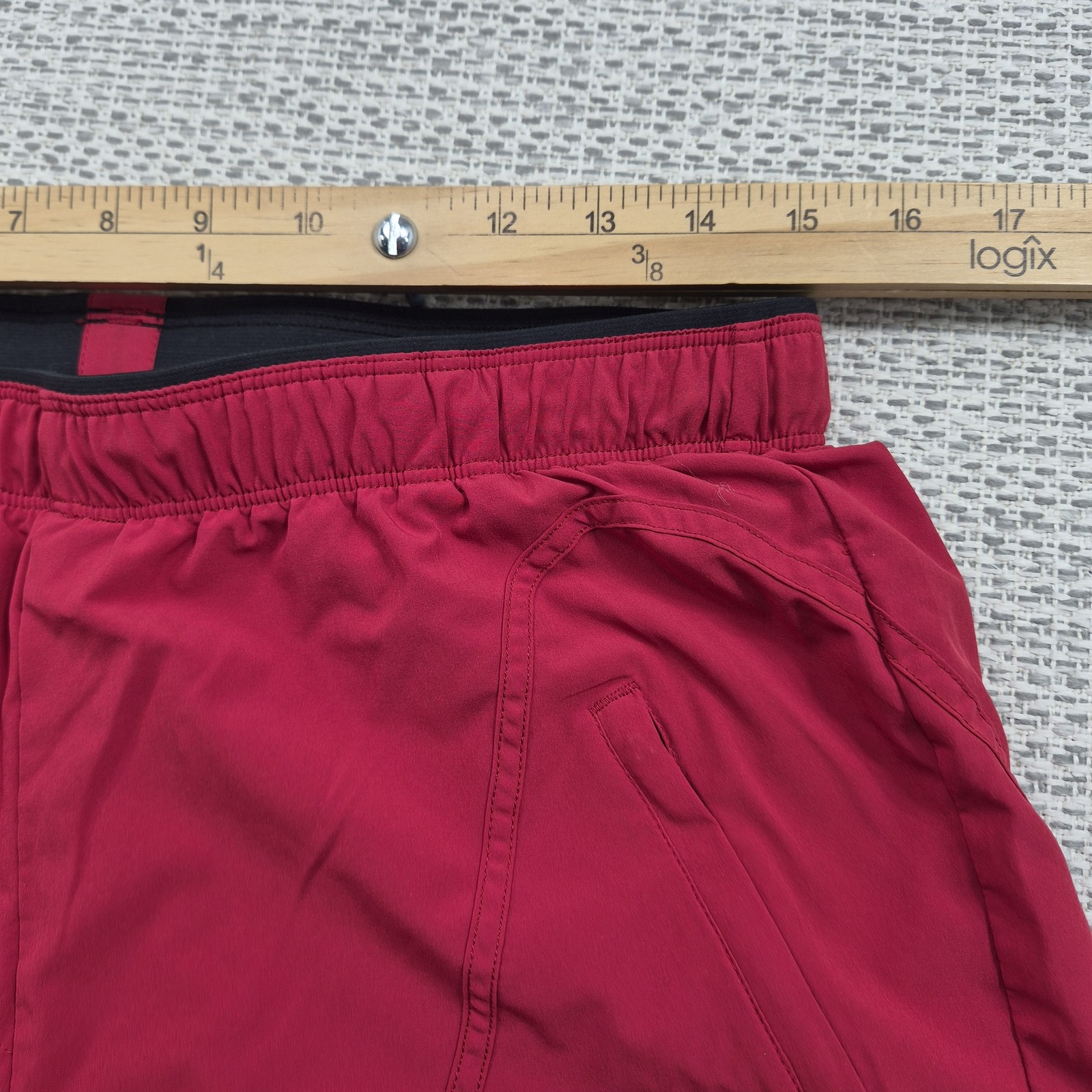 Paskho Pants Mens Large Red Travel Track Athletic Stretch Zip Pocket Hiking