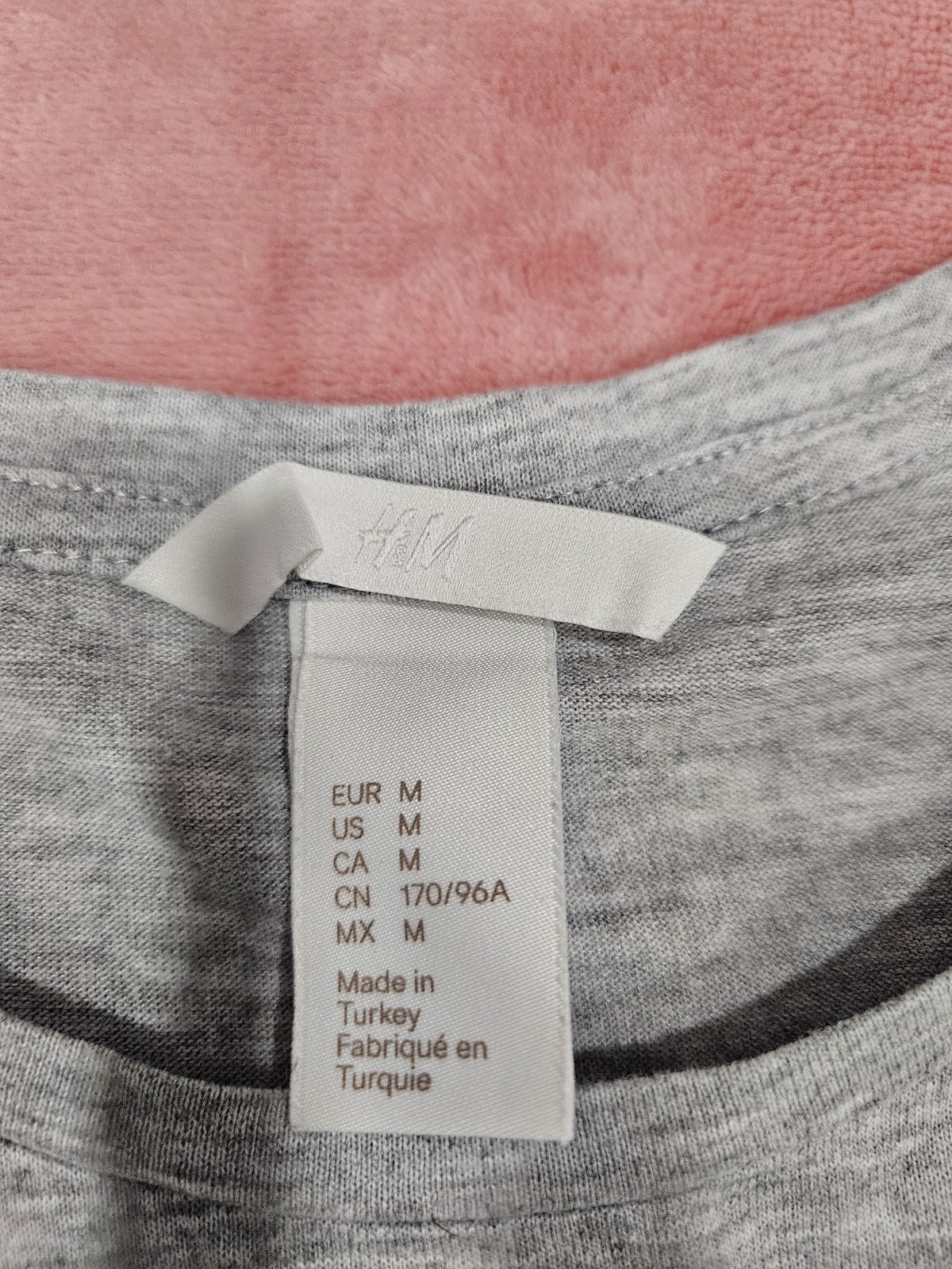 H&M Women’s Gray White Solid Layered Hem Round Neck Short Sleeve T-Shirt M