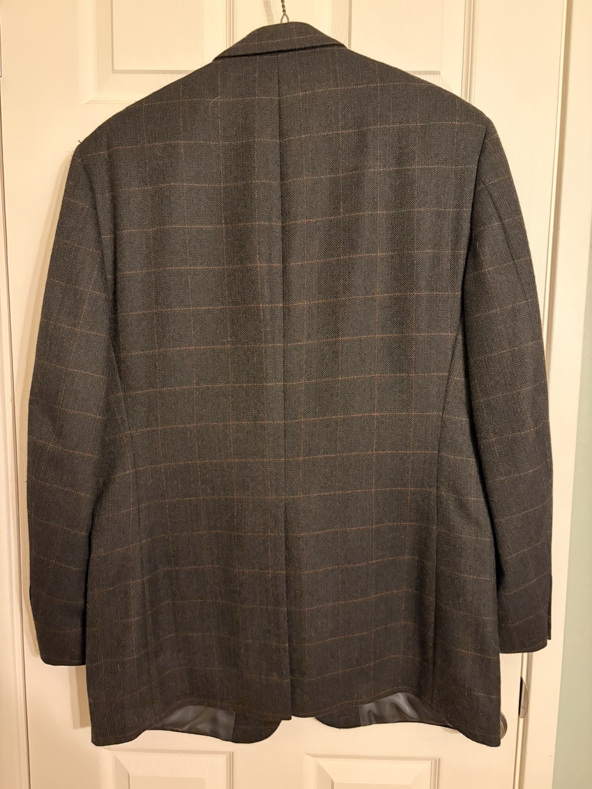 Brooks Brothers 346 Mens Blazer 44L | Dark Grey Plaid Accent | 100% Lambswool