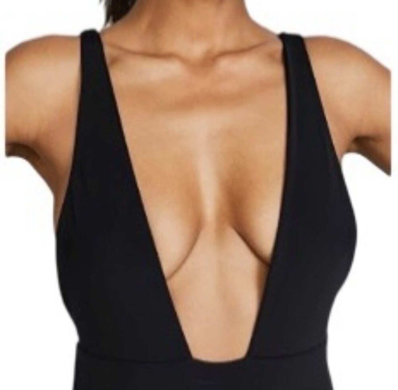Mara Hoffman Standard Audrey Deep V One Piece Swimsuit Size XL Black
