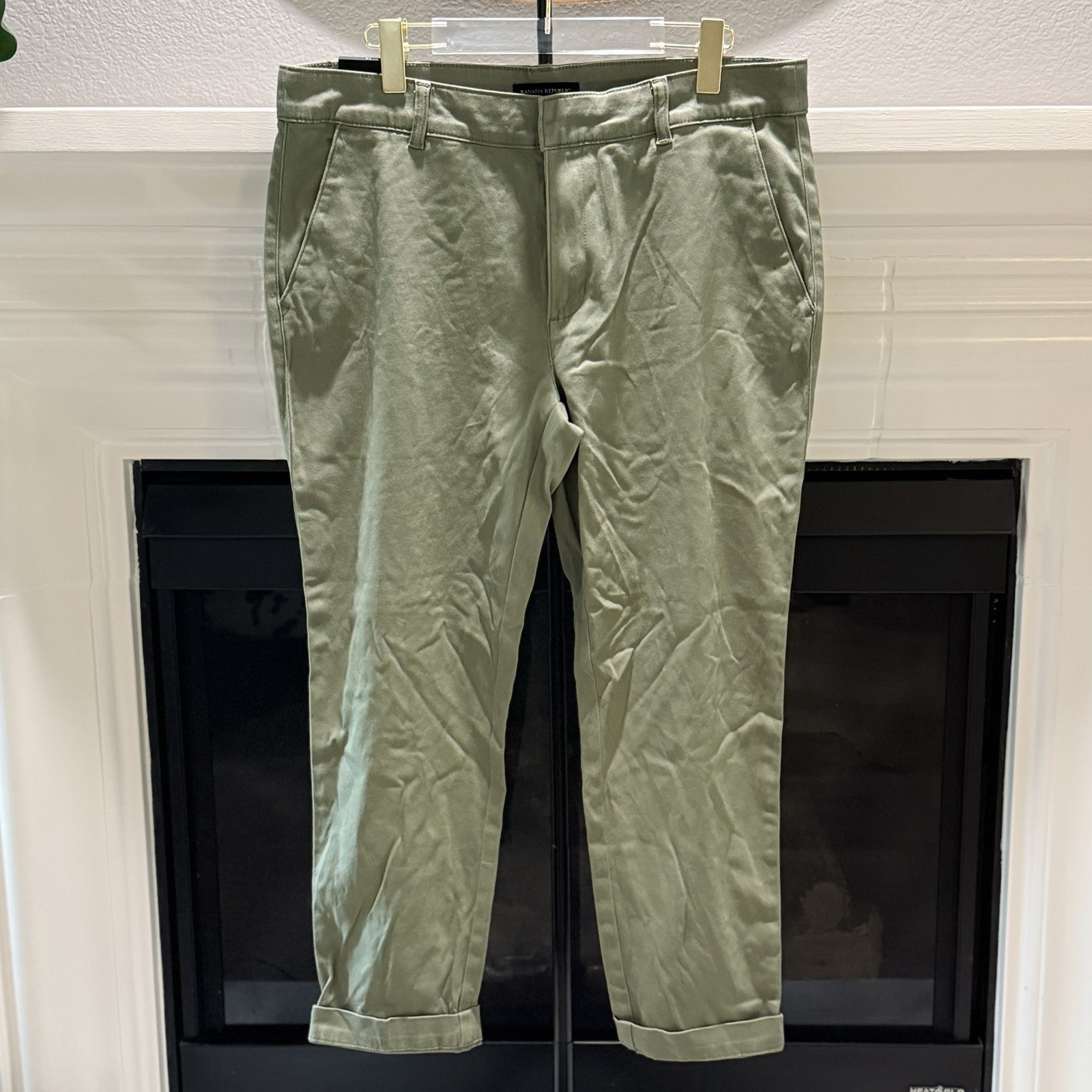 NWT Banana Republic Woman’s Organic Cotton Stretch Chino Pants Olive Green 14
