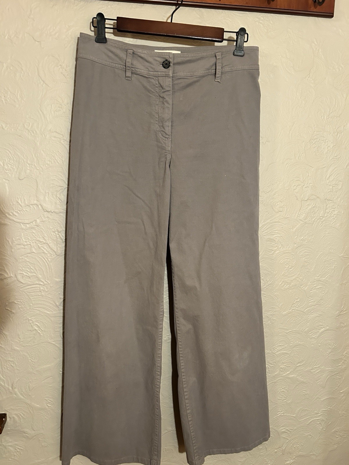 Nili Lotan Megan Gray Wide Leg Pants Womens 4 Minimalist Designer Made USA