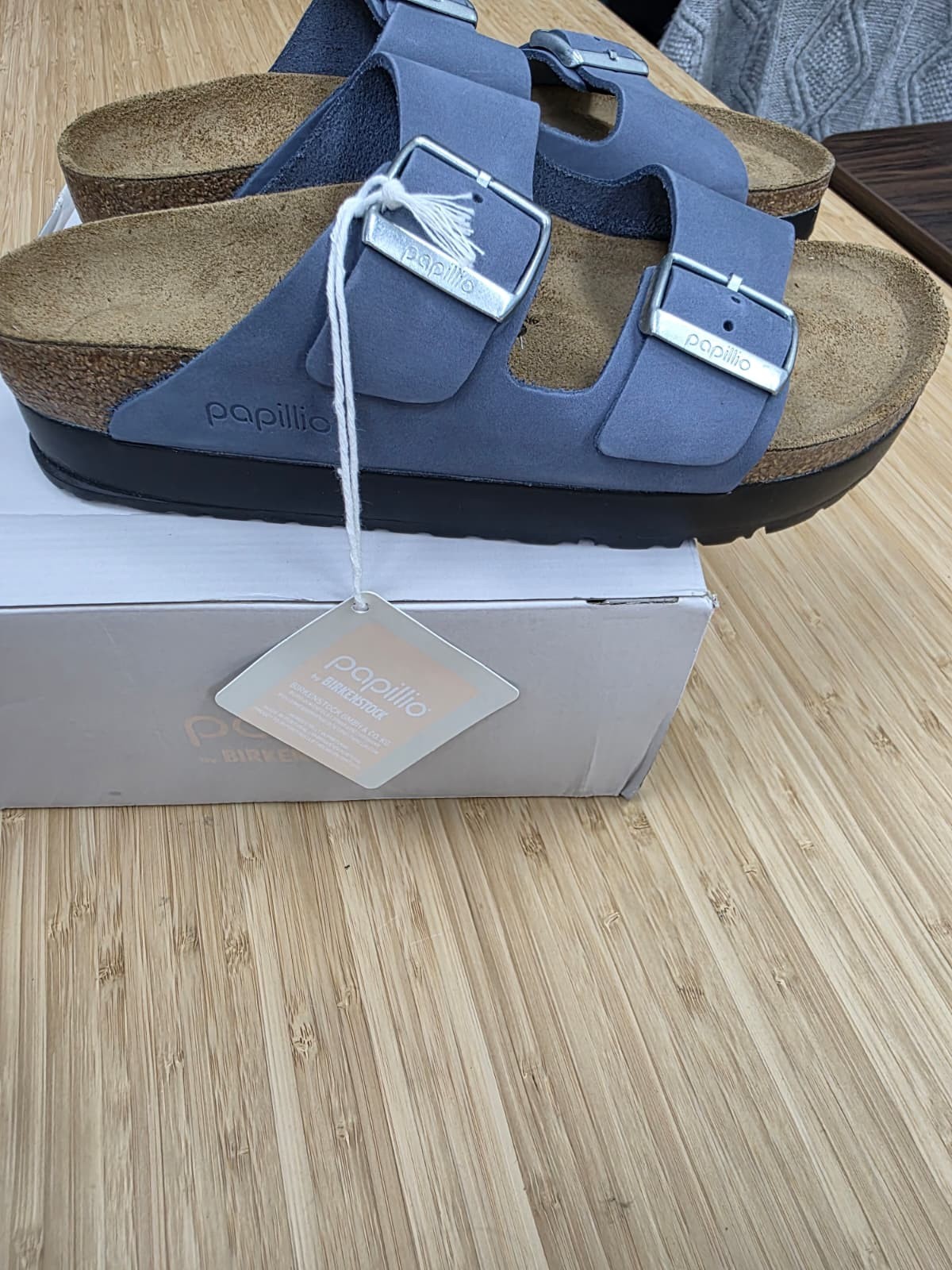 Papillio by Birkenstock Unisex Arizona Flex Platform Sandal Stone Blue EU 38/US7