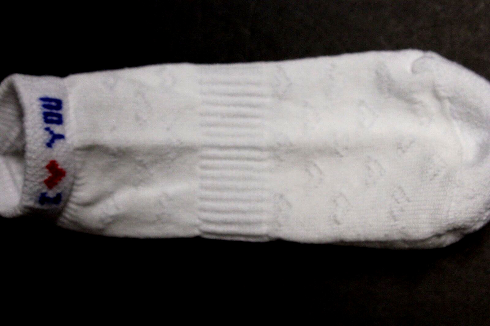 6 prs LOW ANKLE COTTON SOCKS 9-11 White Sports Cousion ARCH SUPPORT I LOVE YOU