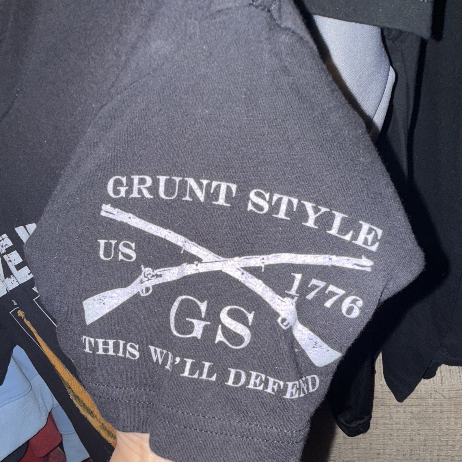 Grunt Style Men’s S Black “Size Matters” 1776 US Flag Graphic Crew T-Shirt