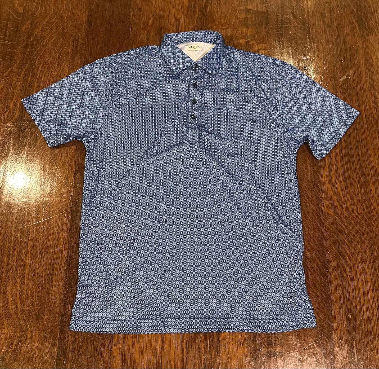 Collars and Co Semi-Spread Collar Polo Lattice Blue Dress Collar Men’s L $88