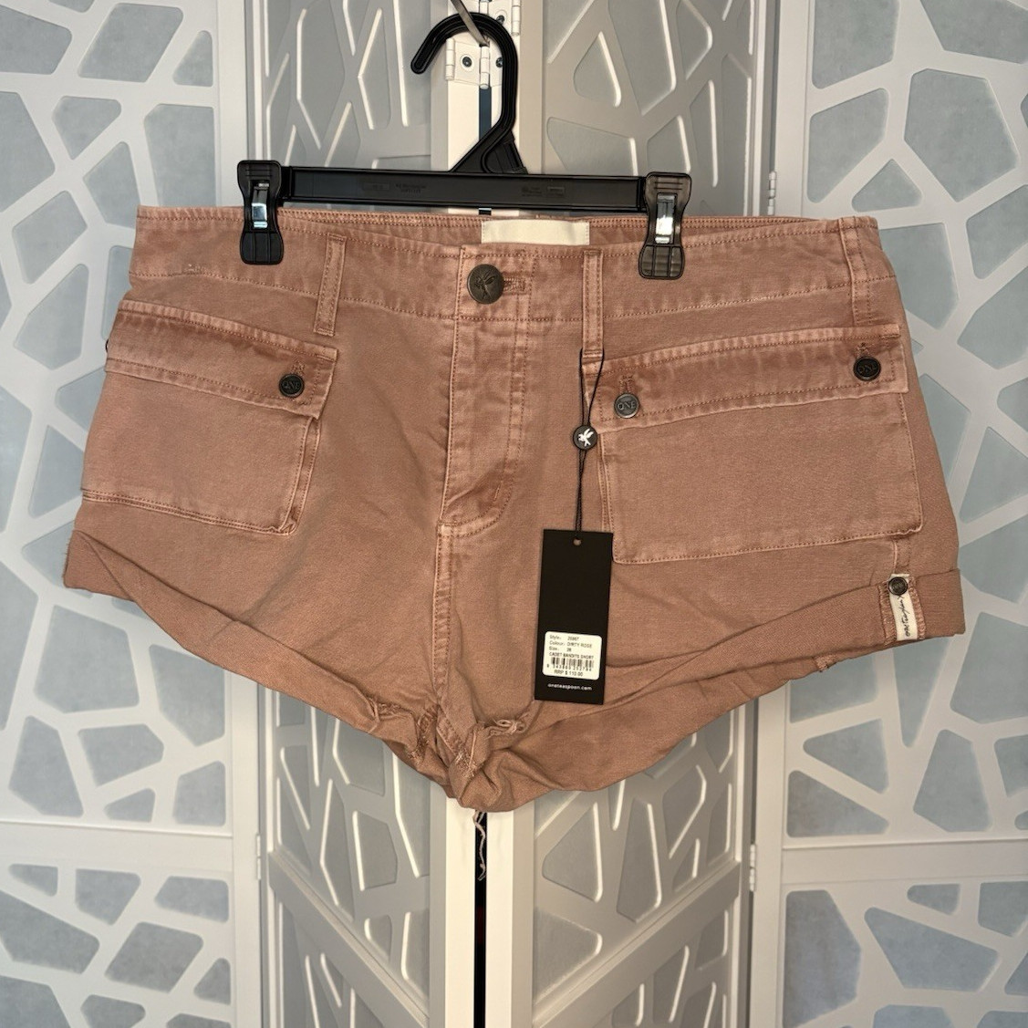 One Teaspoon Cadet Bandits Women’s Shorts 28 Dirty Rose Cotton Mid Rise Pockets