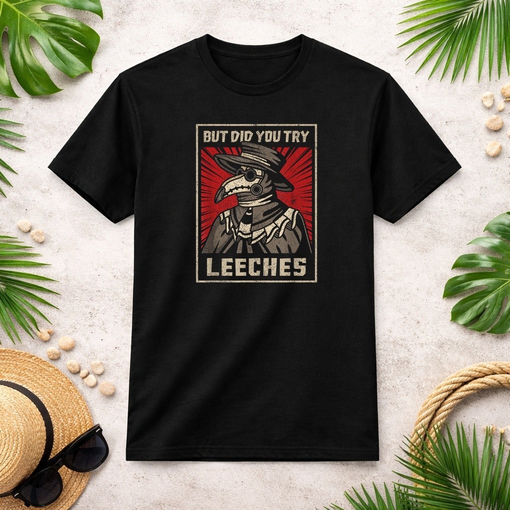 But Did You Try Leeches Plague Doctor Middle Age Medicines T-Shirt Size S-3XL