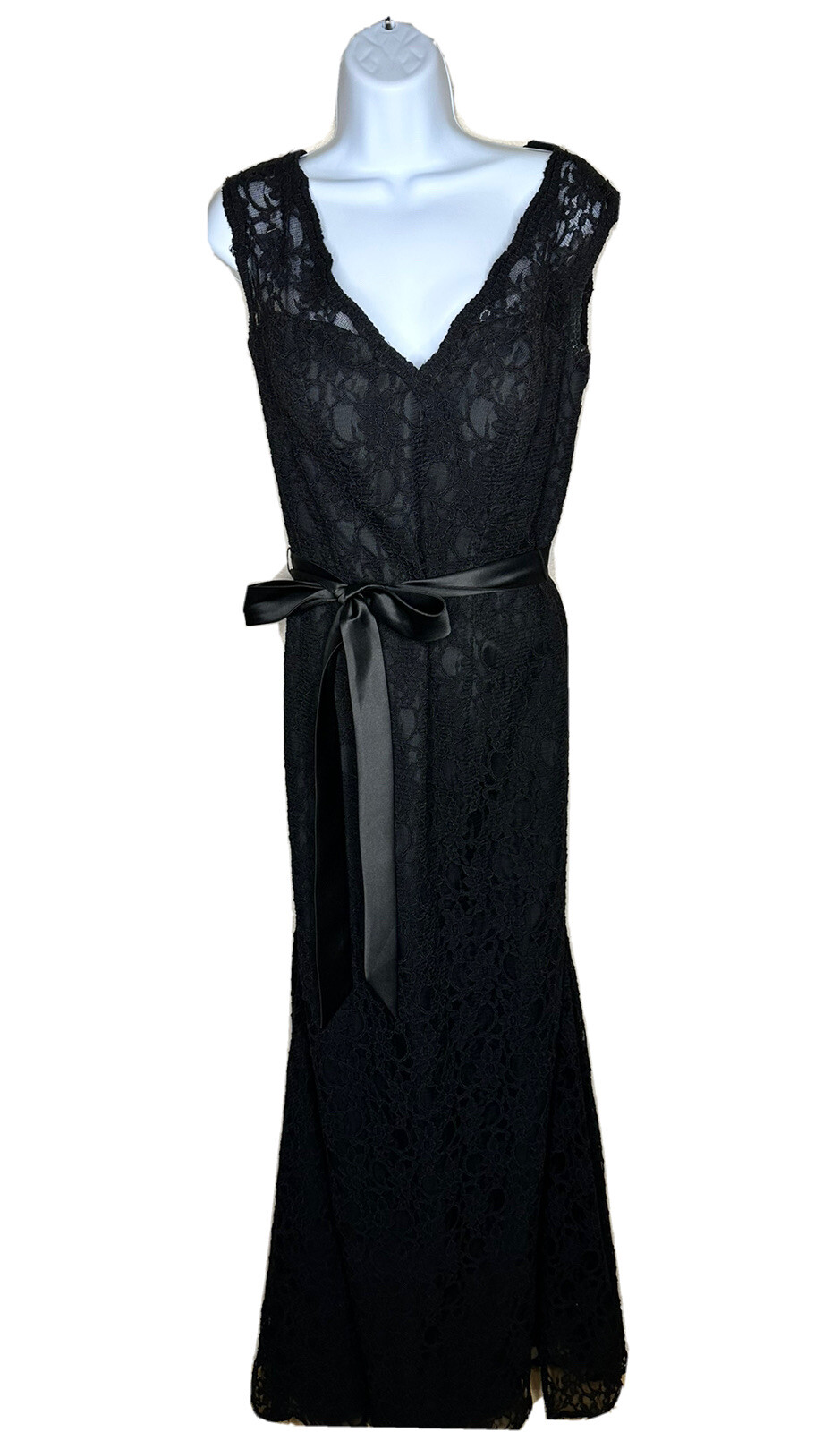 MORI LEE by MADELINE GARDNER black lace evening gown dress Bridesmaid 12 $225