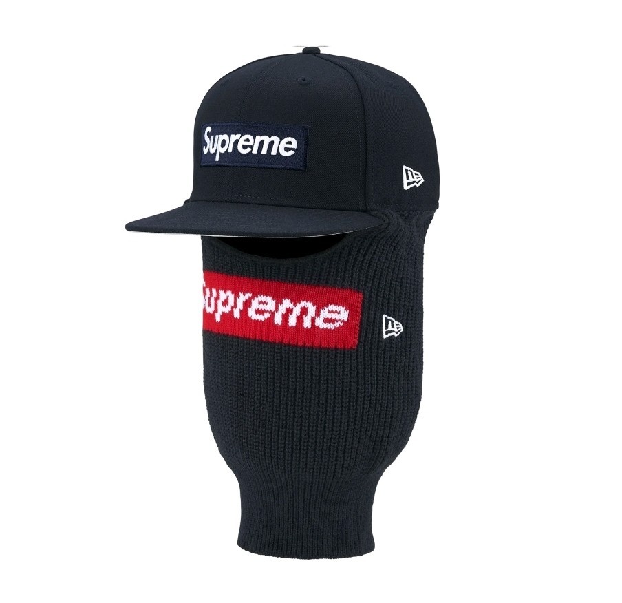 Supreme New Era Box Logo 59Fifty Balaclava Cap Navy Men’s Size 8 Red Fitted Mask