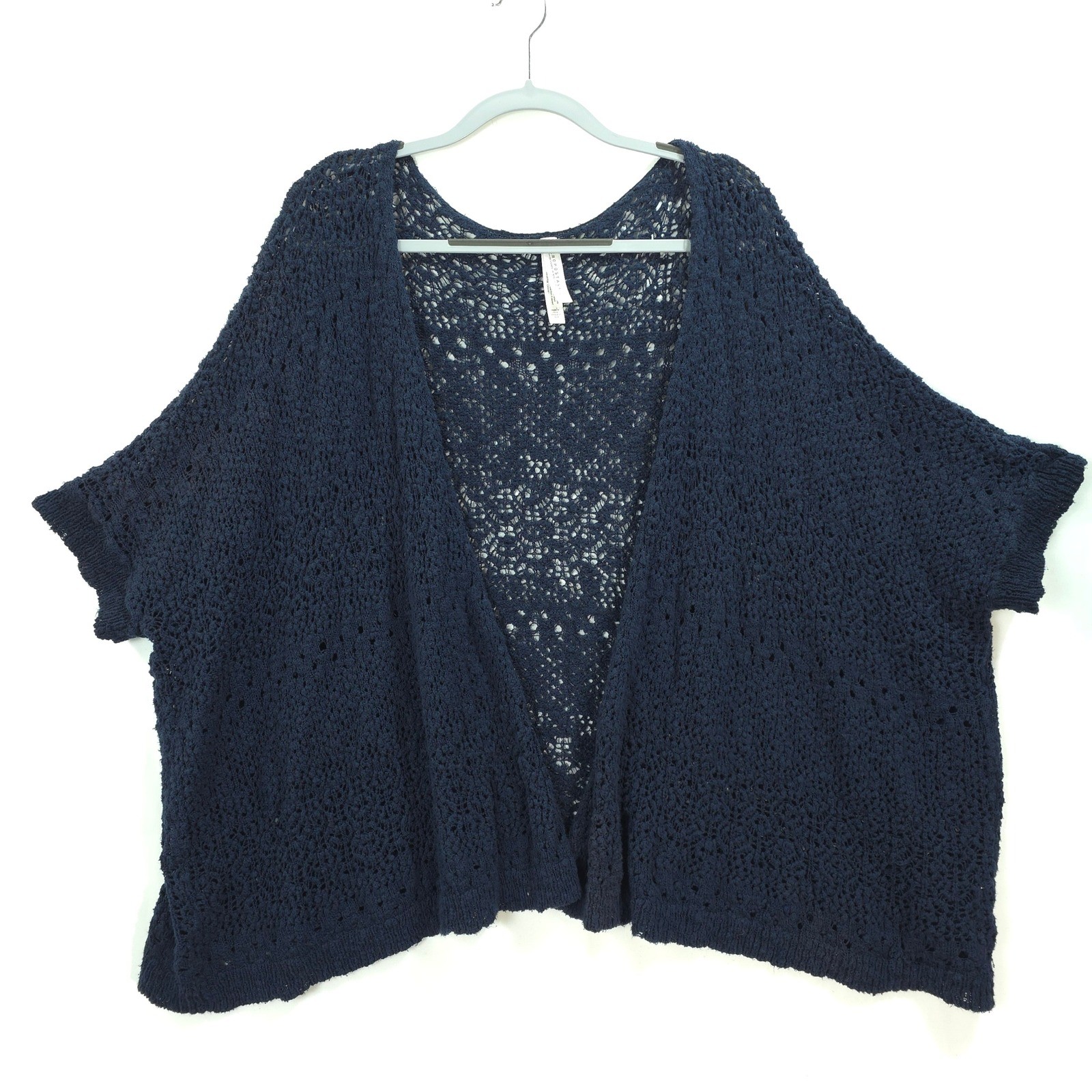 Aeropostale Cardigan Open Knit Crochet Women XL Blue Boho Shrug Layering