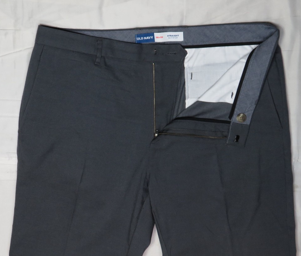 OLD NAVY 38×30 GRAY DRESS PANT STRAIGHT BUILT-IN FLEX STRETCH 07/23 NEW NWOT