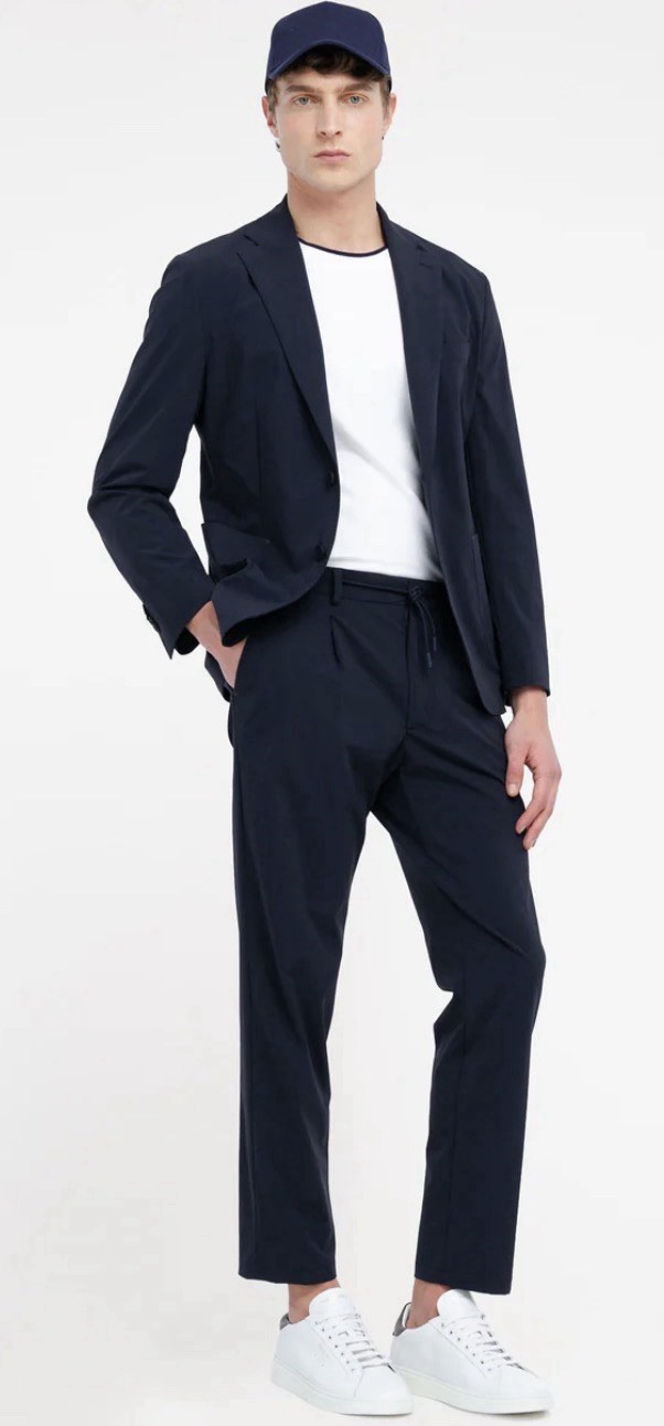 MANUEL RITZ Blue Technical Jogging Trouser Pants with Drawstring EU 48 US 32