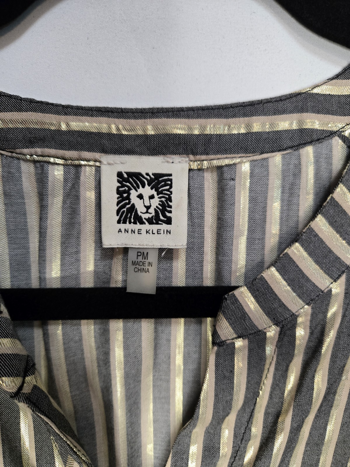 Anne Klein Women’s Striped Blouse 3/4 Sleeves Petite Medium