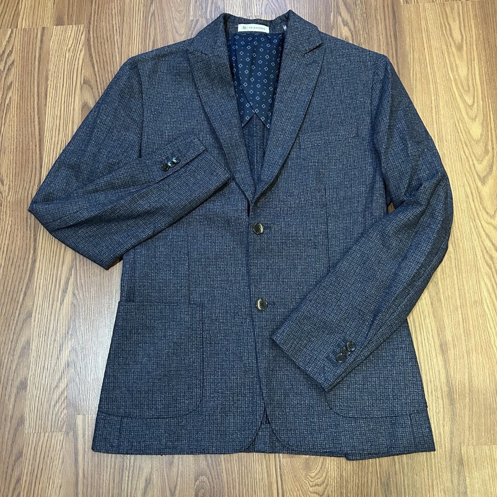7Diamonds Belfast Deconstructed Blazer Men’s M 40R Blue Indigo Wool Blend $195