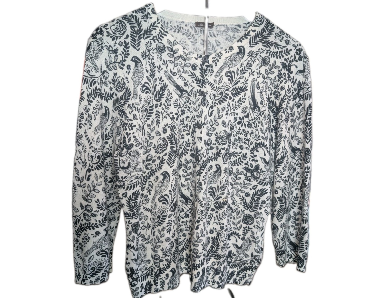 J. McLaughlin Bird Botanical Print Cardigan Sweater Women L Cottagecore…