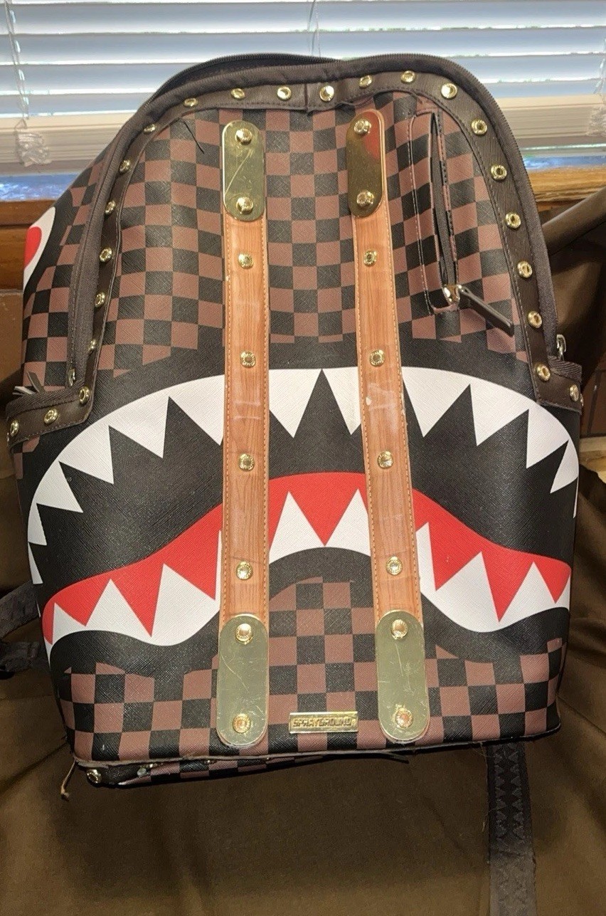Sprayground Limited Checkered Shark Mouth Backpack Some Damage Read Description