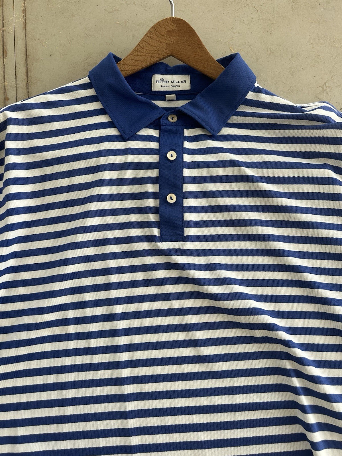 Peter Millar Summer Comfort Polo Blue Striped- XL- EXCELLENT CONDITION!!!
