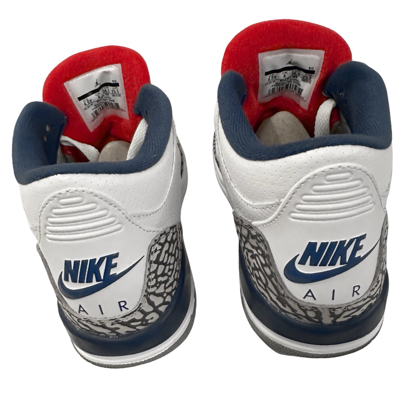 Nike Air Jordan 3 Retro OG True Blue 2016 Big Kids Size 4.5Y Sneakers