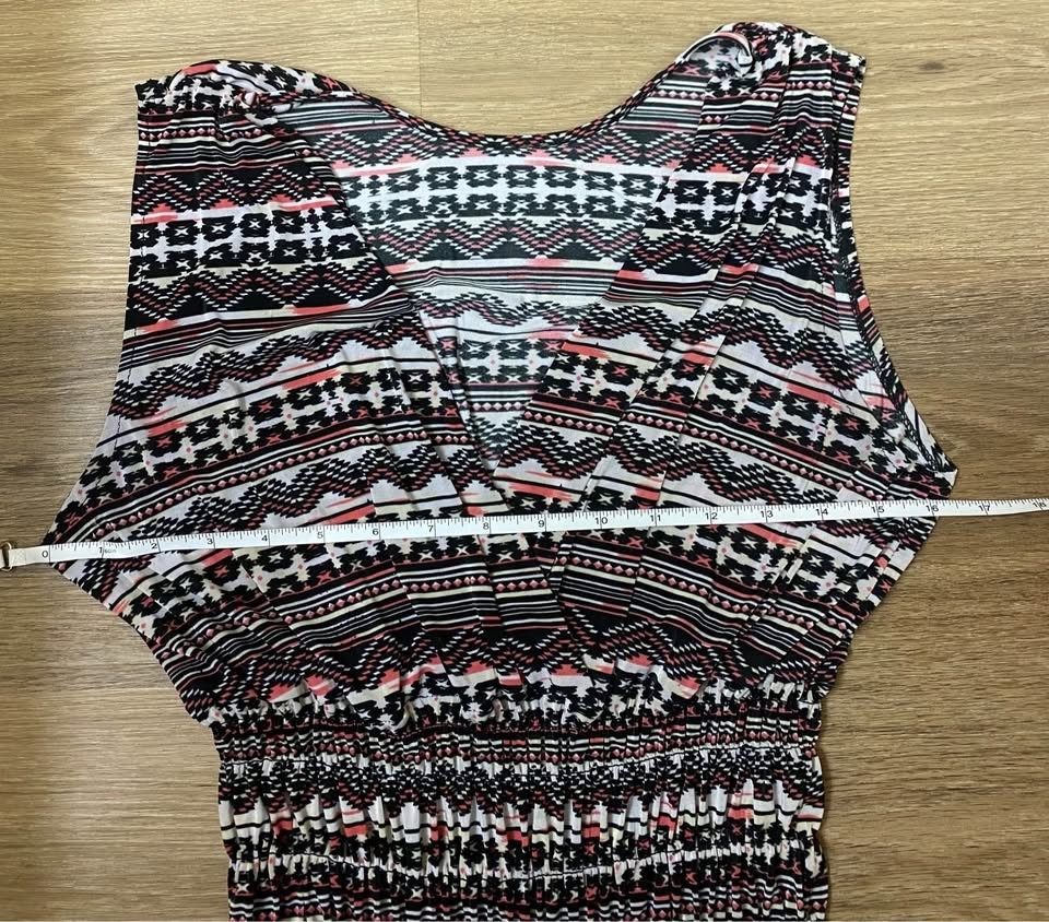 Aztec Print Sleeveless Jumpsuit Pantsuit XL Black White Neon Pink Silk Blend