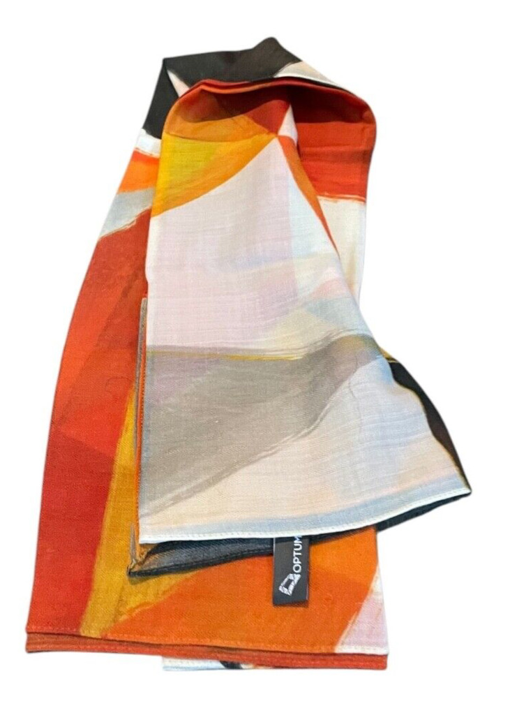 OPTUM Geo Print Mustard Multi 100% WOOL Vibrant Retro Scarf lightweight