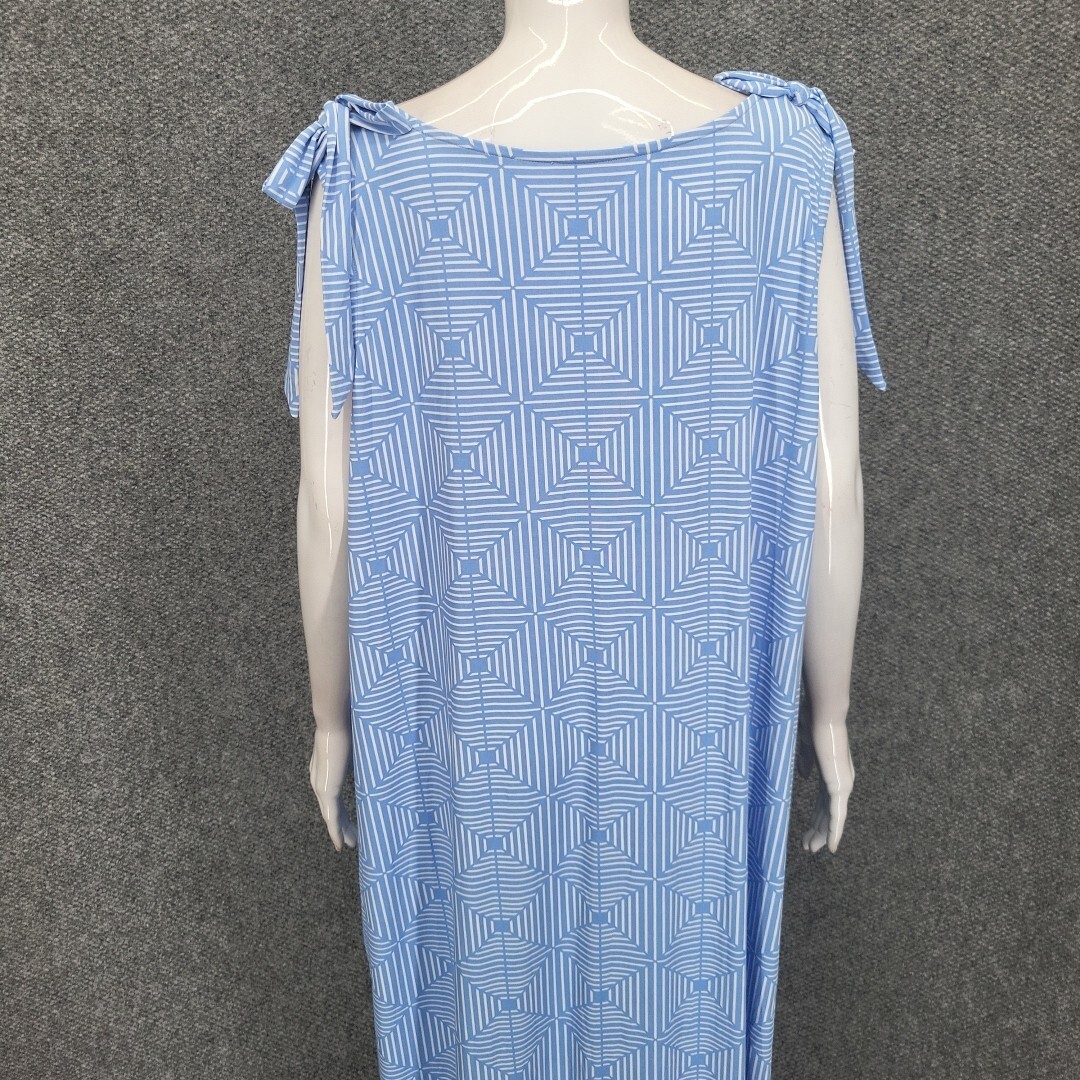 Stan Herman Silky Jersey Lounge Maxi Gown Dress X-Large Size Blue Top w Pockets