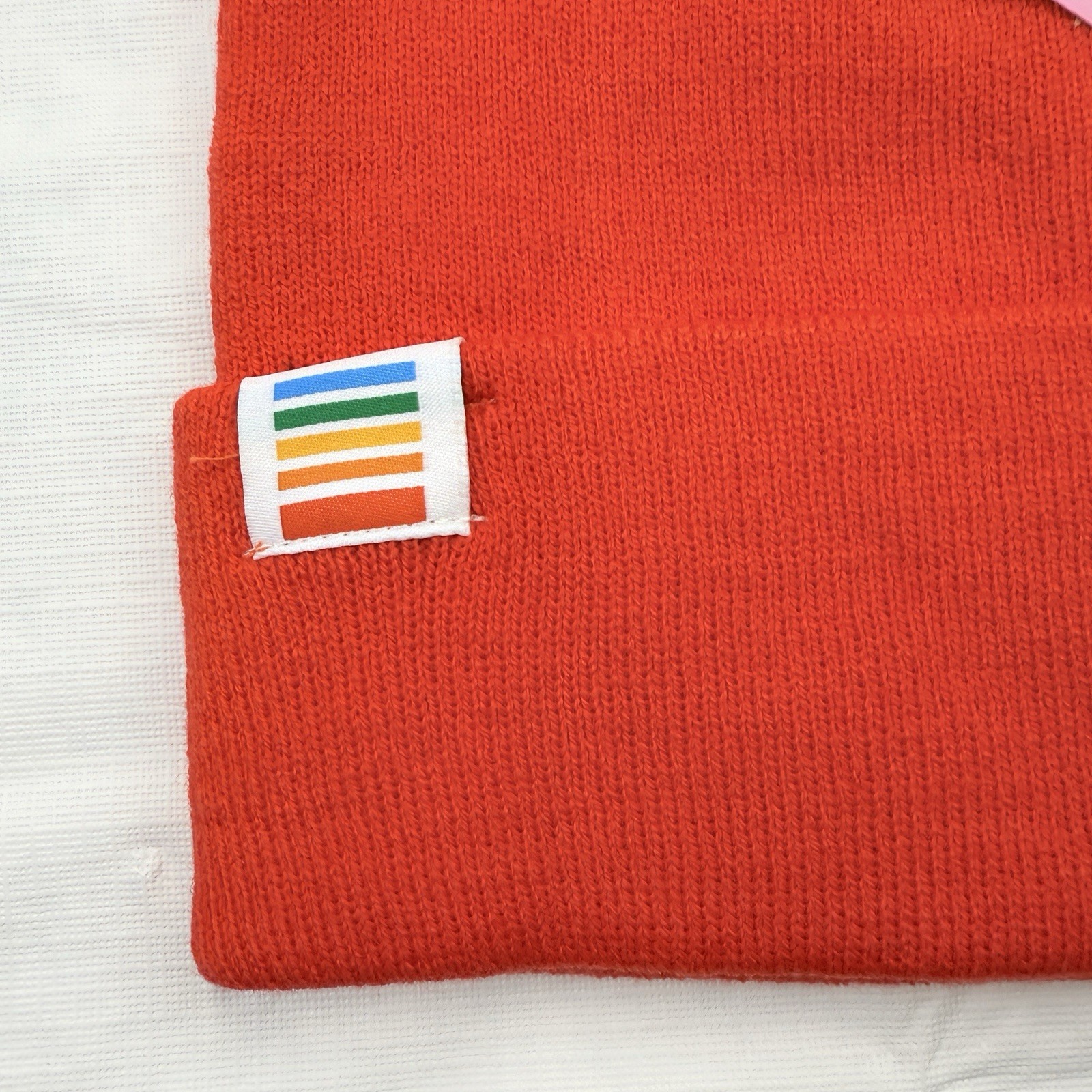 NWT Orange Retro Beanie Hat Knit Cuffed Winter Adult Size Polaroid Originals