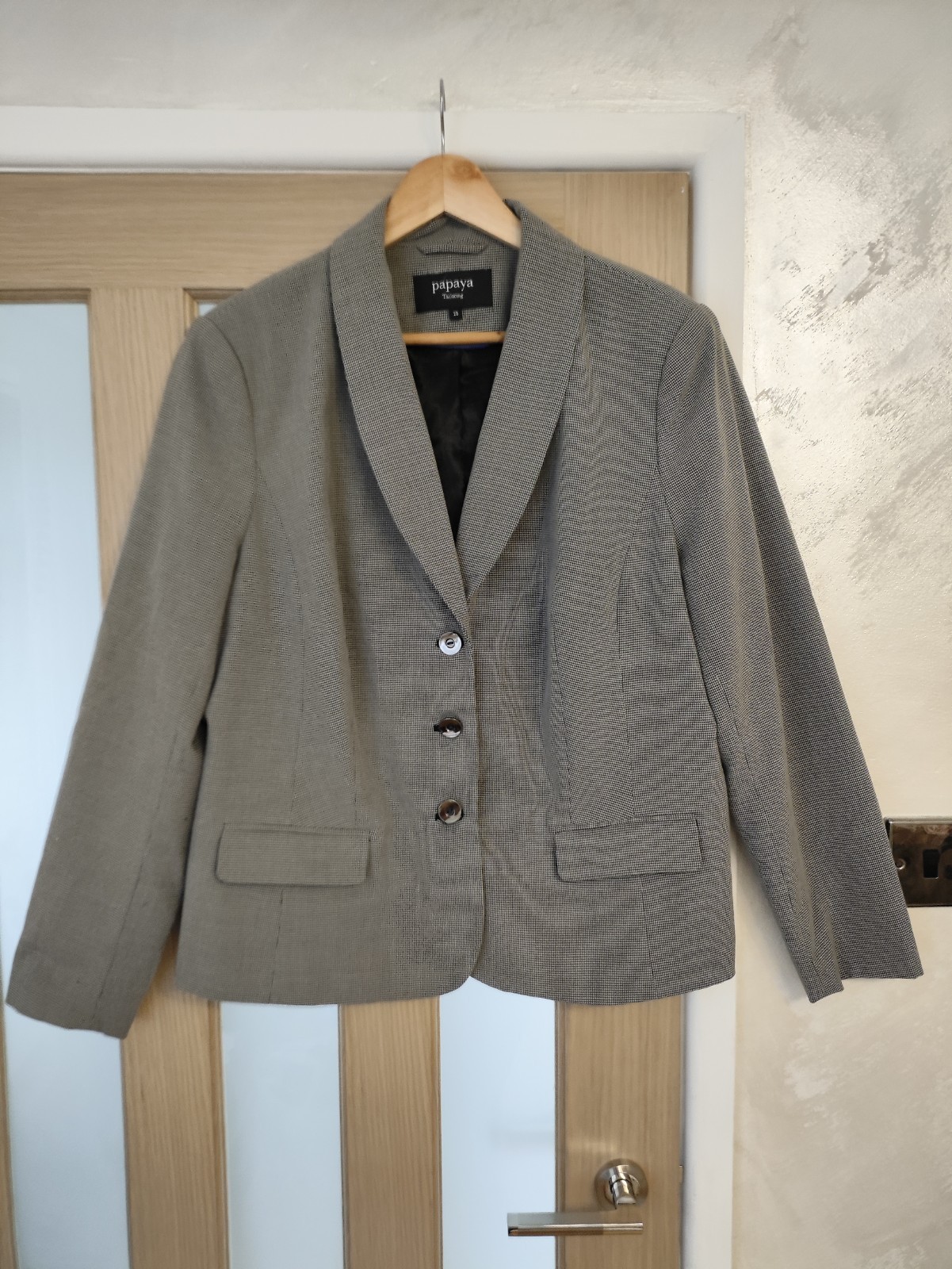 Papaya Ladies Blazer Size 20 Black Grey Casual Formal Workwear Smart Long Sleeve