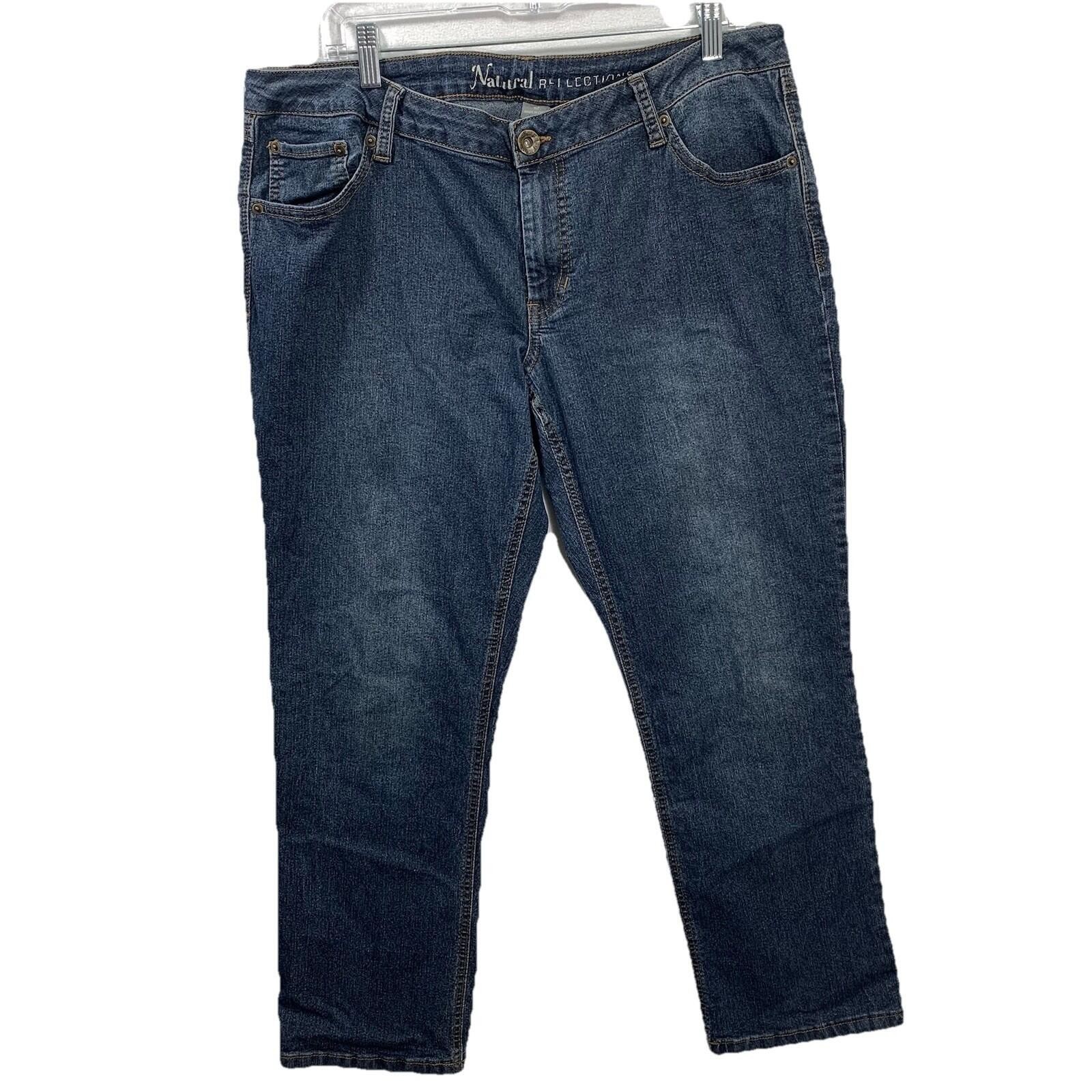 Natural Reflections Straight Leg Jeans Womens 16P Dark Wash Stretch Denim Petite