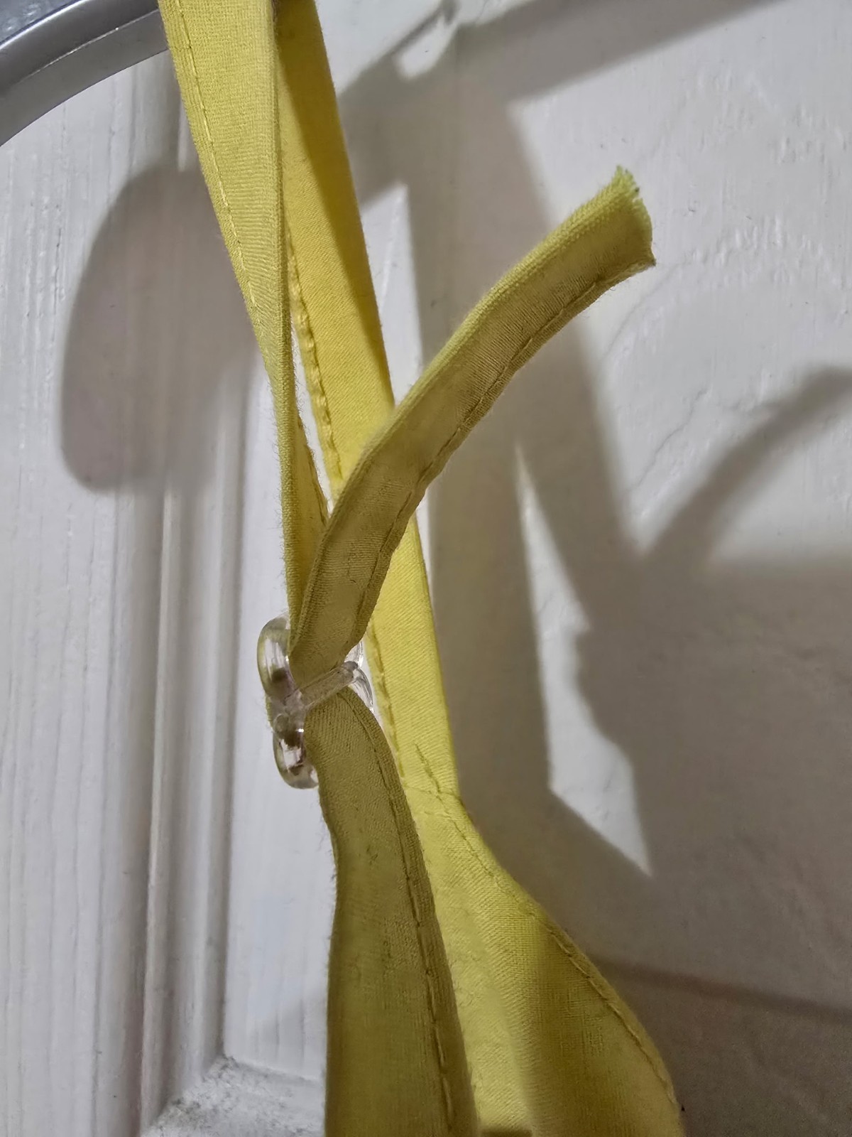 Rich Silks Design High Low Blouse Yellow Rooshed Tie Chest Womans Medium Summer