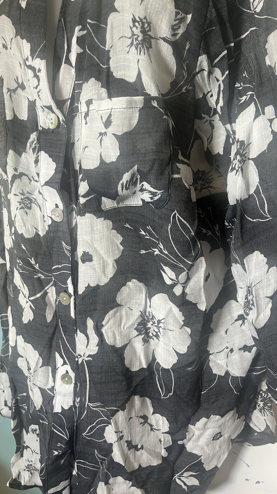 Ruby Rd Floral White And Dark Gray Woman’s Top 1X