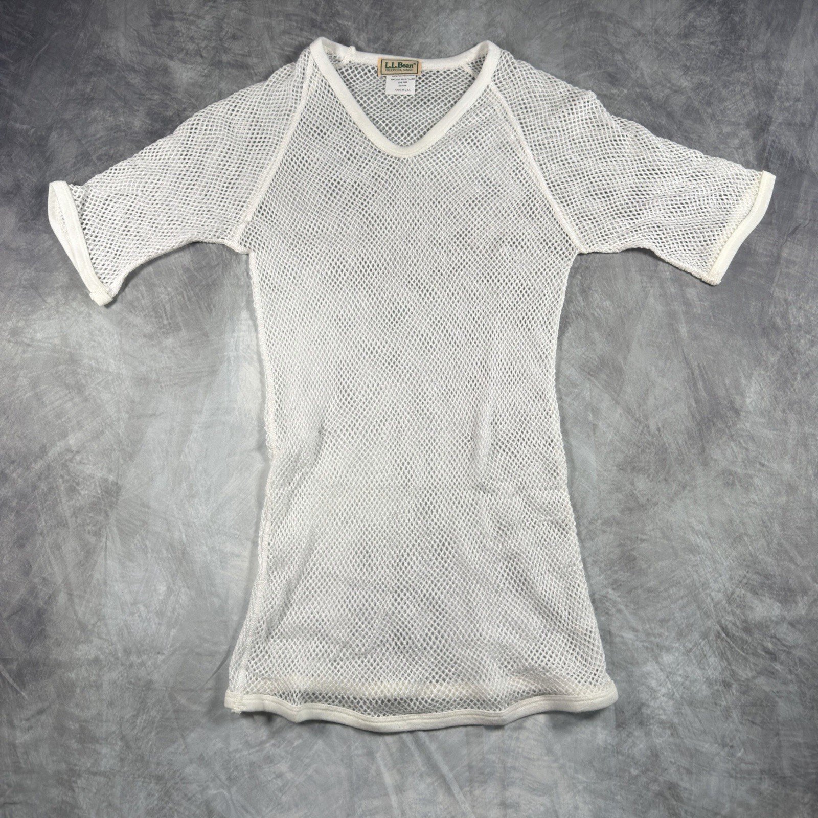L.L. Bean Vintage Norse Net Mesh Fishnet Shirt Size Medium