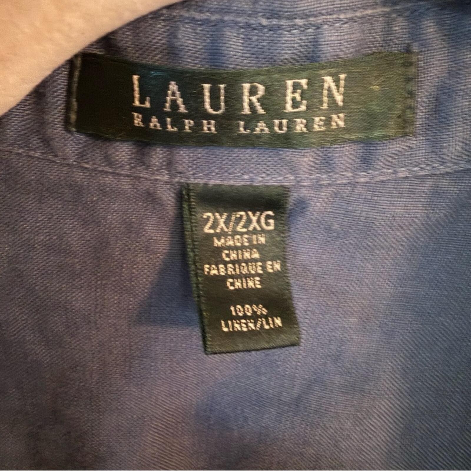 Ralph Lauren Women’s Blue Button-Down Linen Shirt