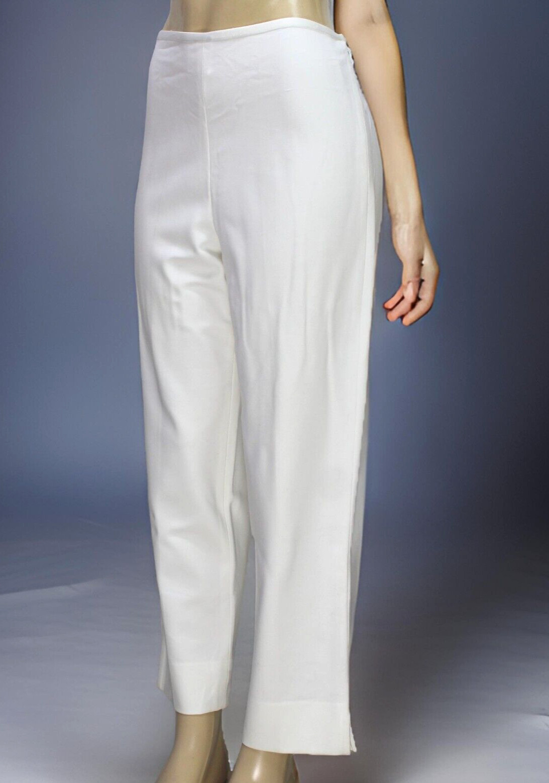 Leggiadro Ankle Pants Side Zip Closure Straight Leg Stretch Off White Size 12
